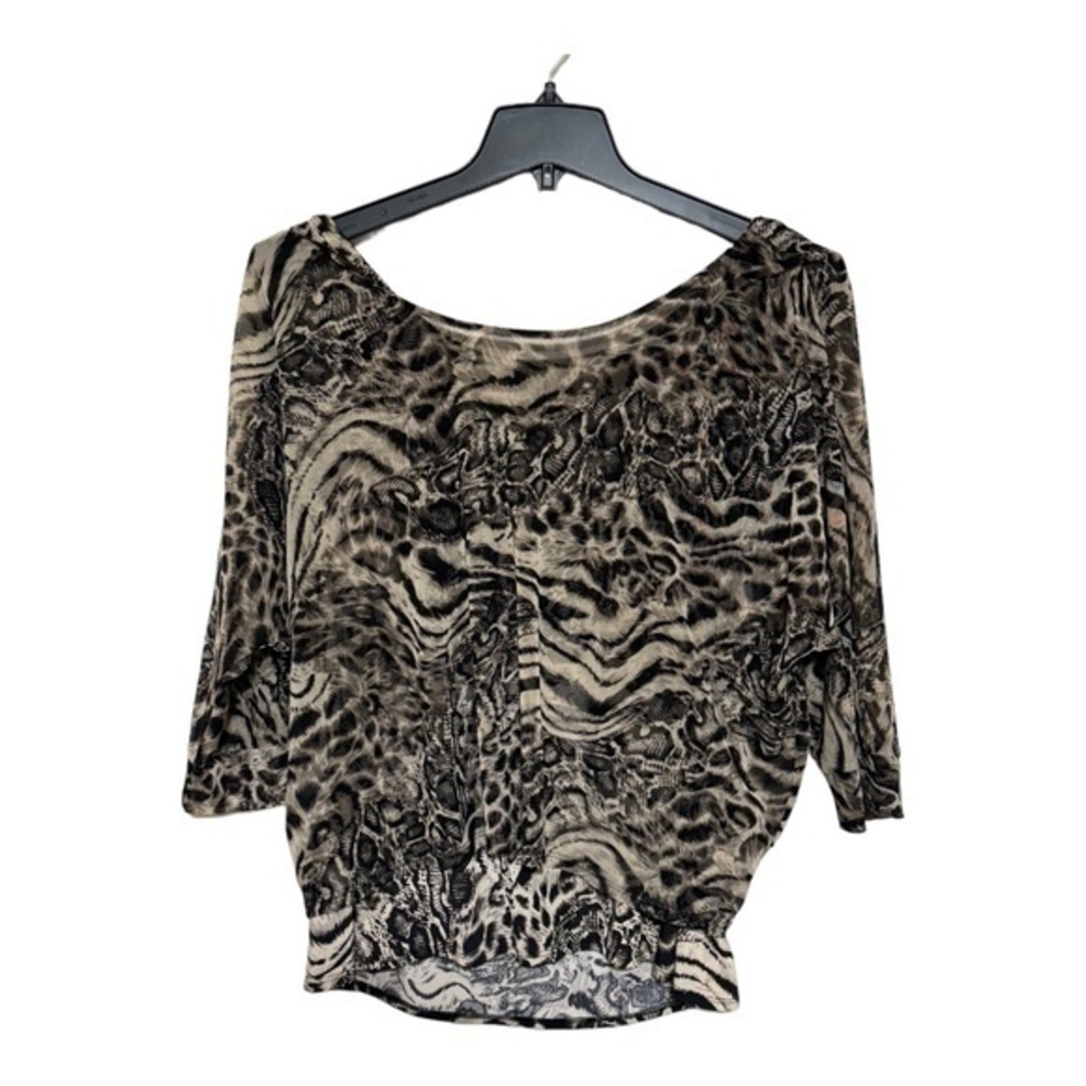 Style & Co. Womens Animal Print Blouse Chiffon Over Tank Top 3/4 Sleeve Size XL